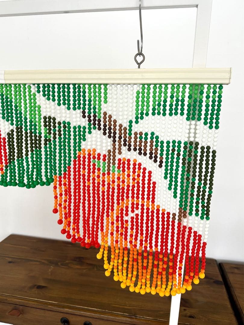 ヴィンテージ ビーズカーテン　珠のれん　りんご柄　アップル　昭和レトロ