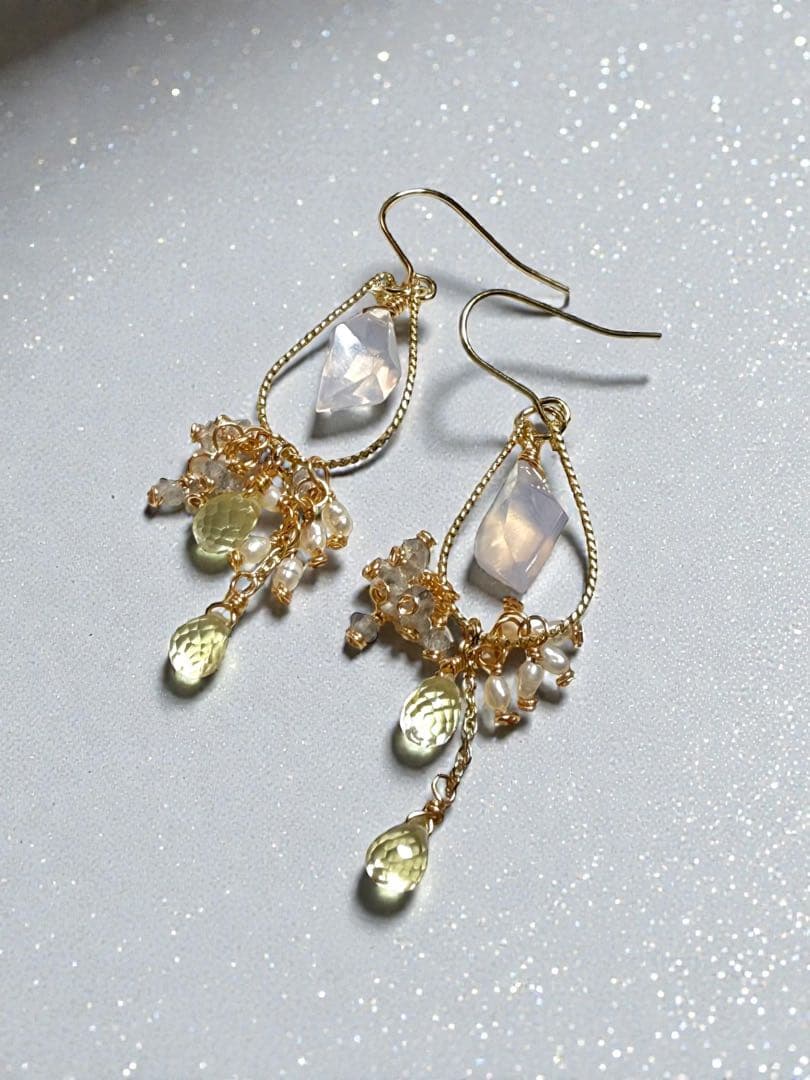 【天然石】スコロライト×レモンクォーツ⭐︎ピアス⭐︎NO.316