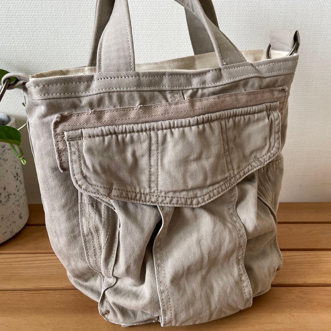 【専用】お散歩バッグ ベージュ カーゴ リメイク　トート ハンドメイド