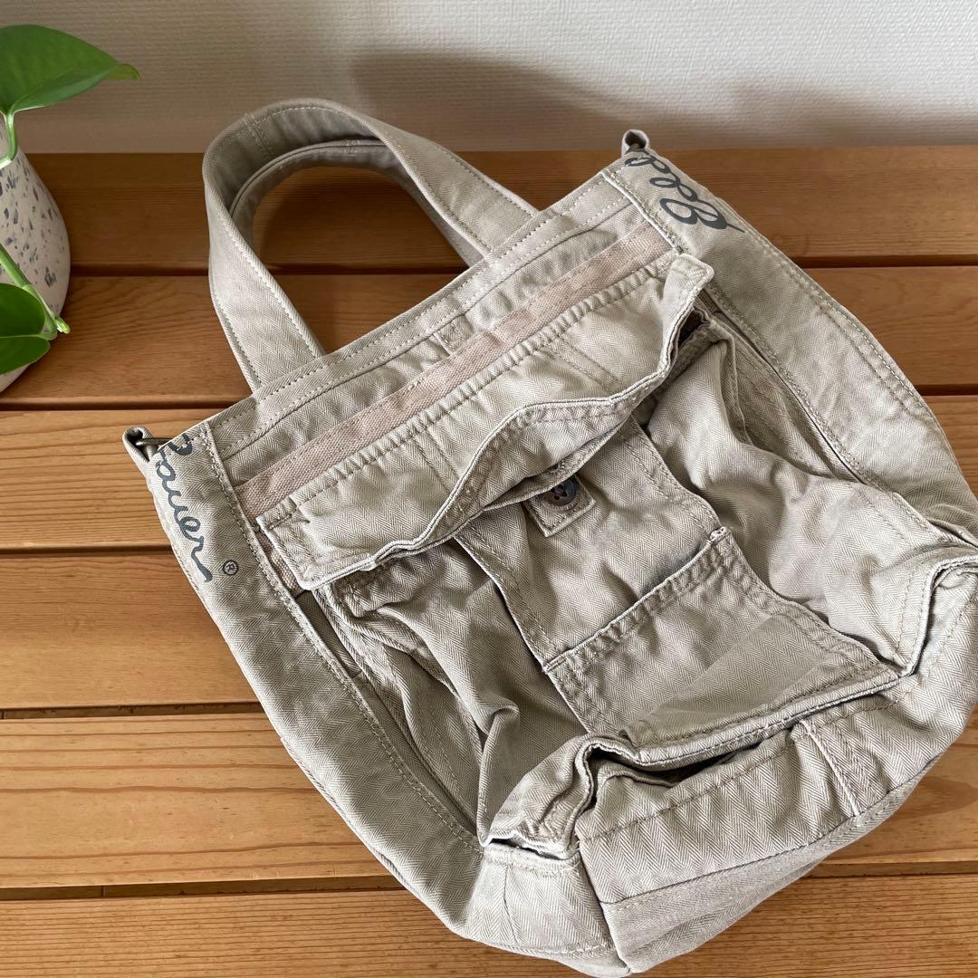 【専用】お散歩バッグ ベージュ カーゴ リメイク　トート ハンドメイド