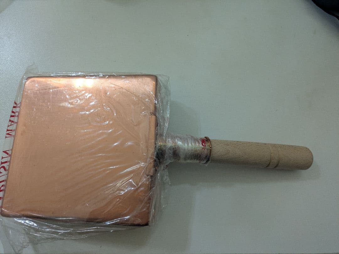 純銅　卵焼き器 木製ハンドル　本体15cm 正方形　持ち手17cm