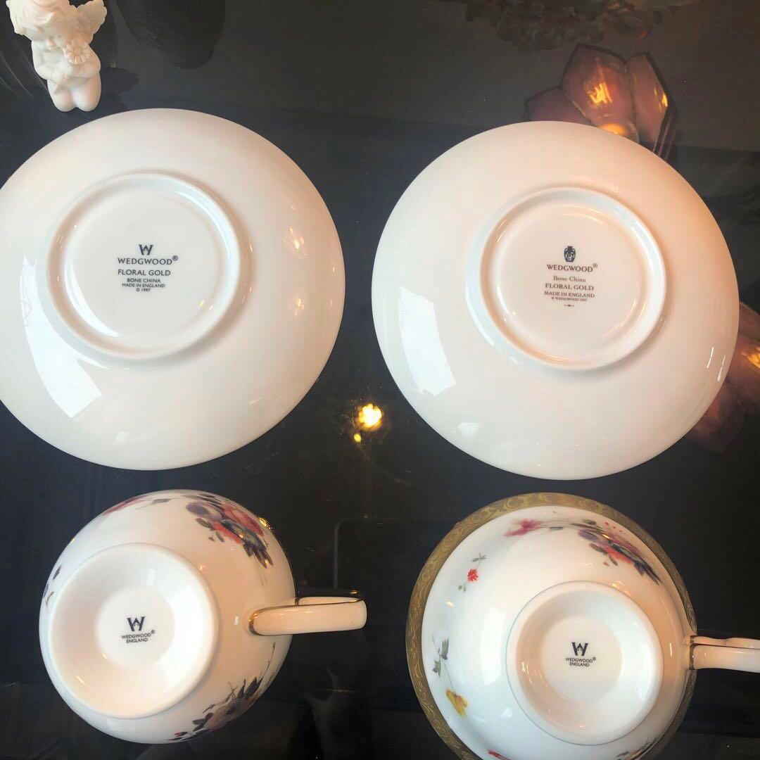 ウェッジウッド　フローラルゴールドカップ&ソーサー2客
