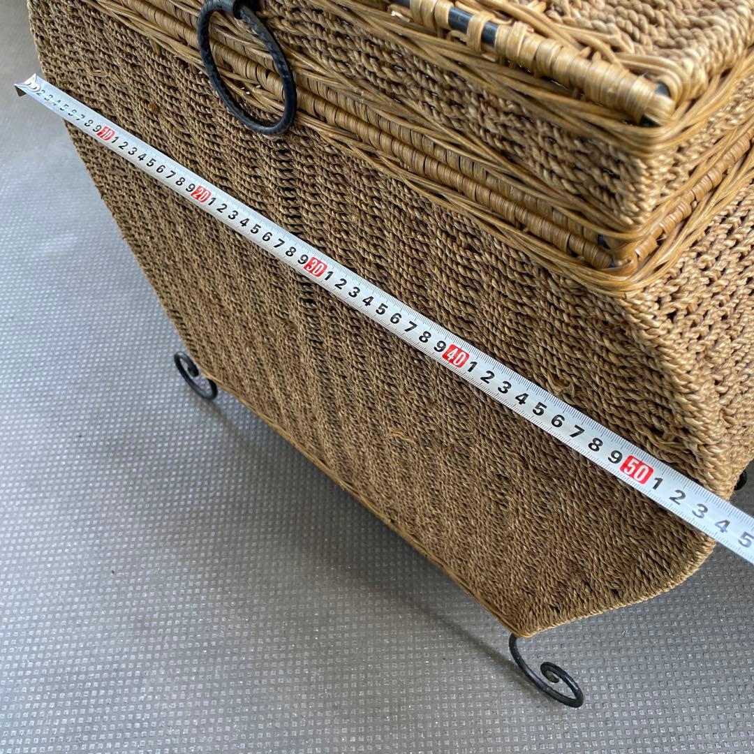 ラタン　猫足収納ボックス　アンティーク　ヴィンテージ