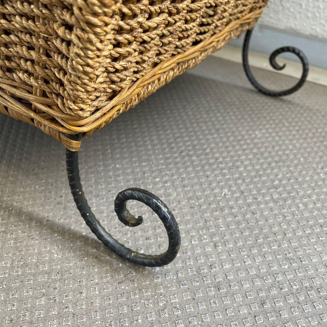 ラタン　猫足収納ボックス　アンティーク　ヴィンテージ