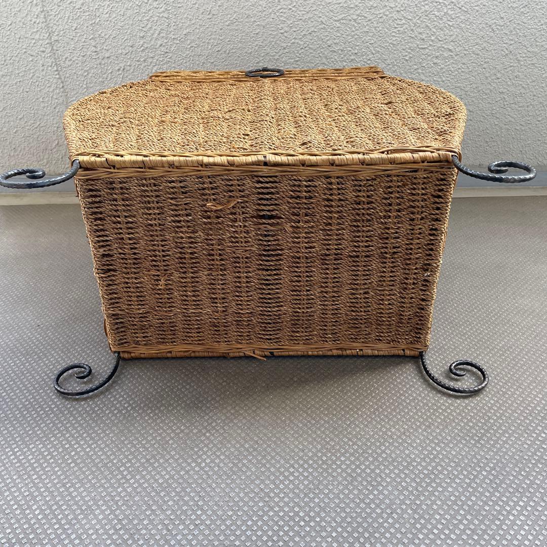ラタン　猫足収納ボックス　アンティーク　ヴィンテージ