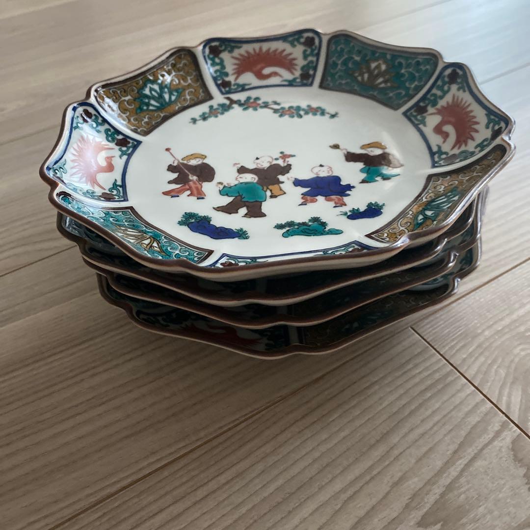 ★美品★昭和レトロ 九谷焼 青郊窯 皿4枚セット 送料750円込