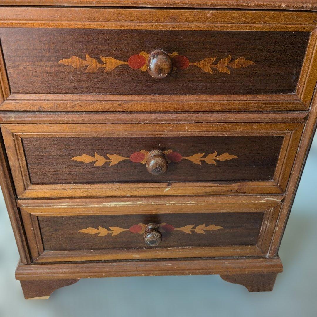 イタリア製　象嵌　木製チェスト　伝統工芸　アンティーク　レトロ