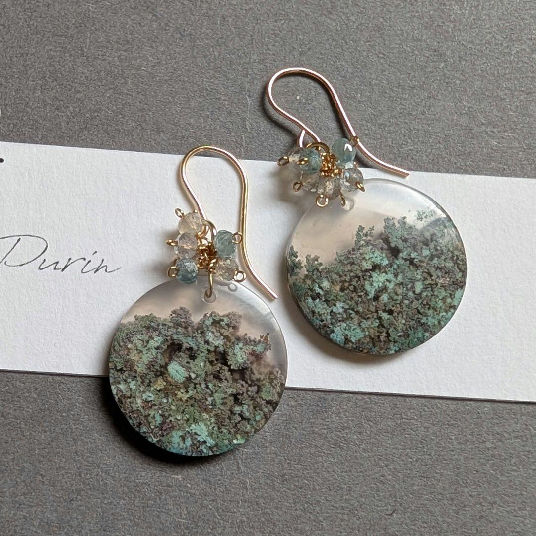 1点物✧︎レアカラーモスアゲート ピアス