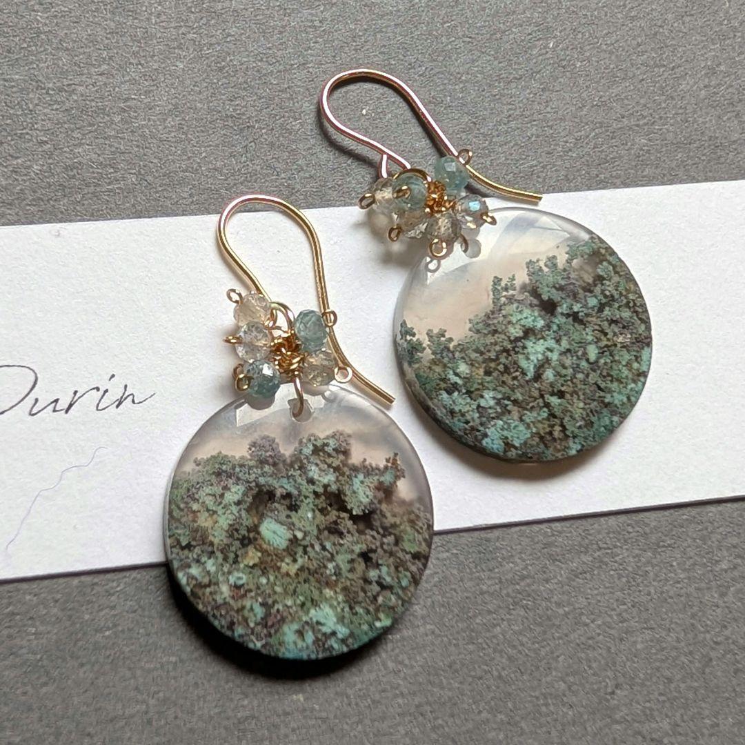 1点物✧︎レアカラーモスアゲート ピアス