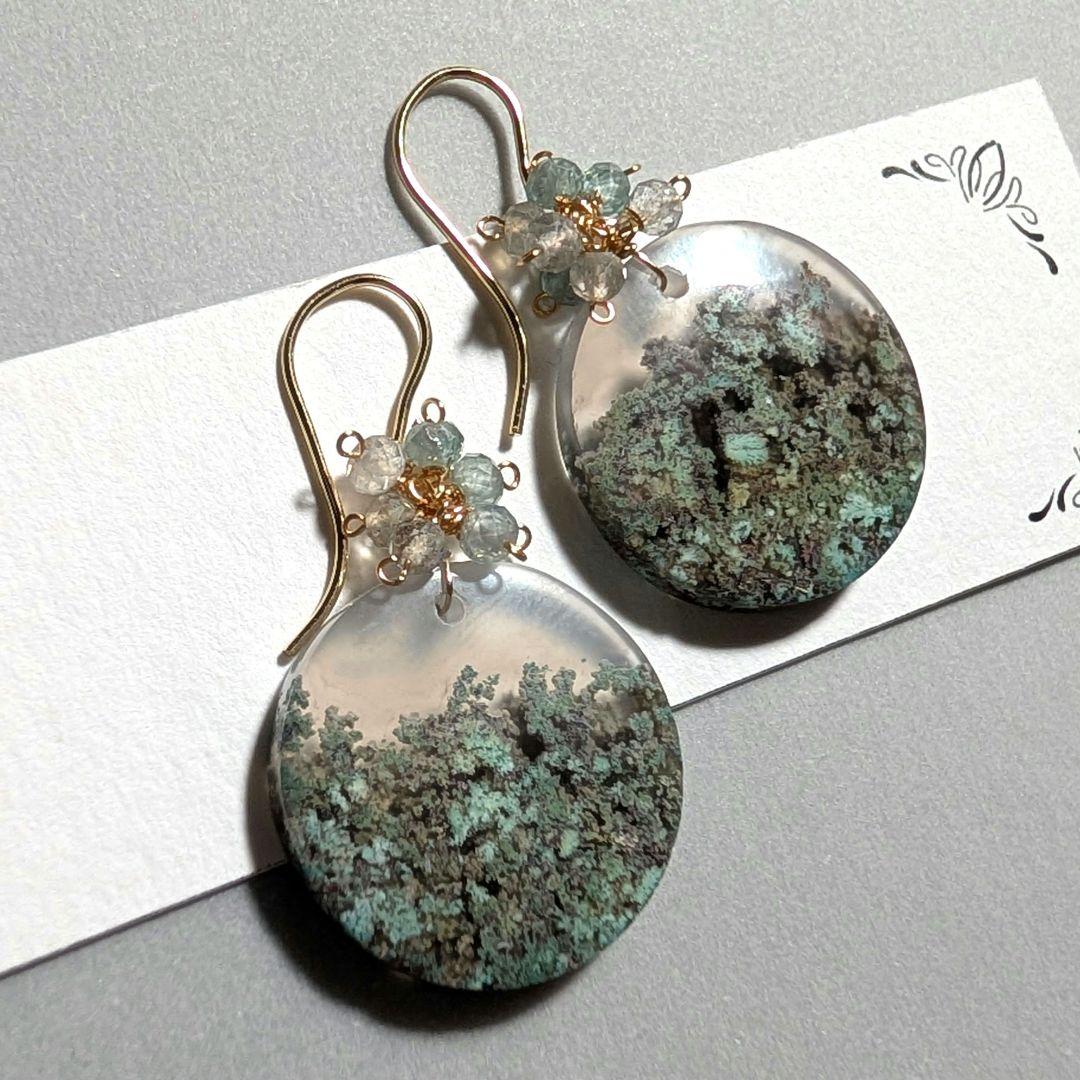 1点物✧︎レアカラーモスアゲート ピアス