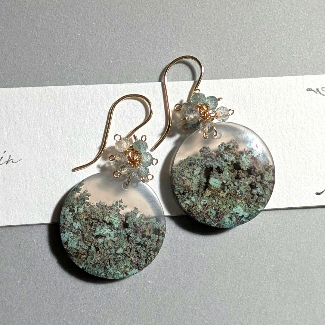 1点物✧︎レアカラーモスアゲート ピアス