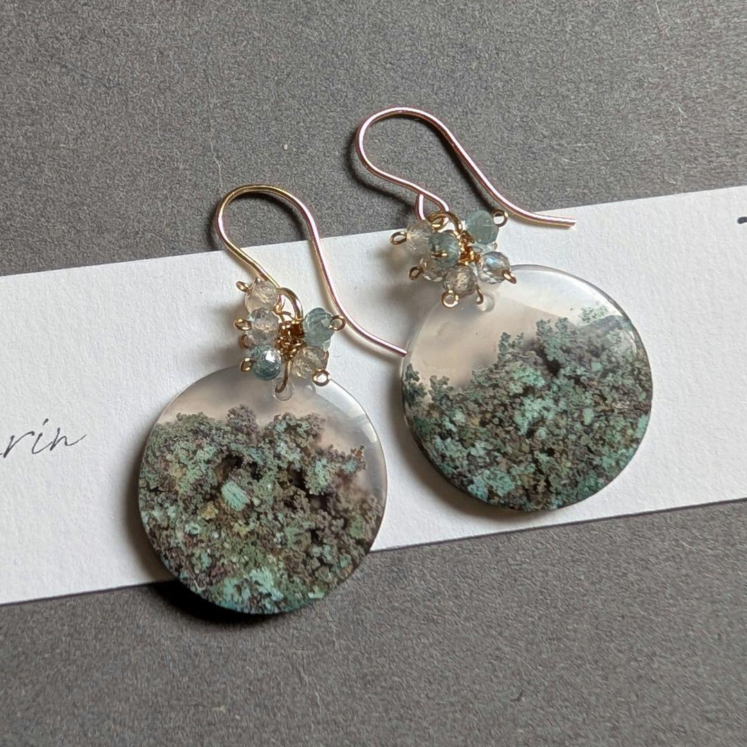 1点物✧︎レアカラーモスアゲート ピアス