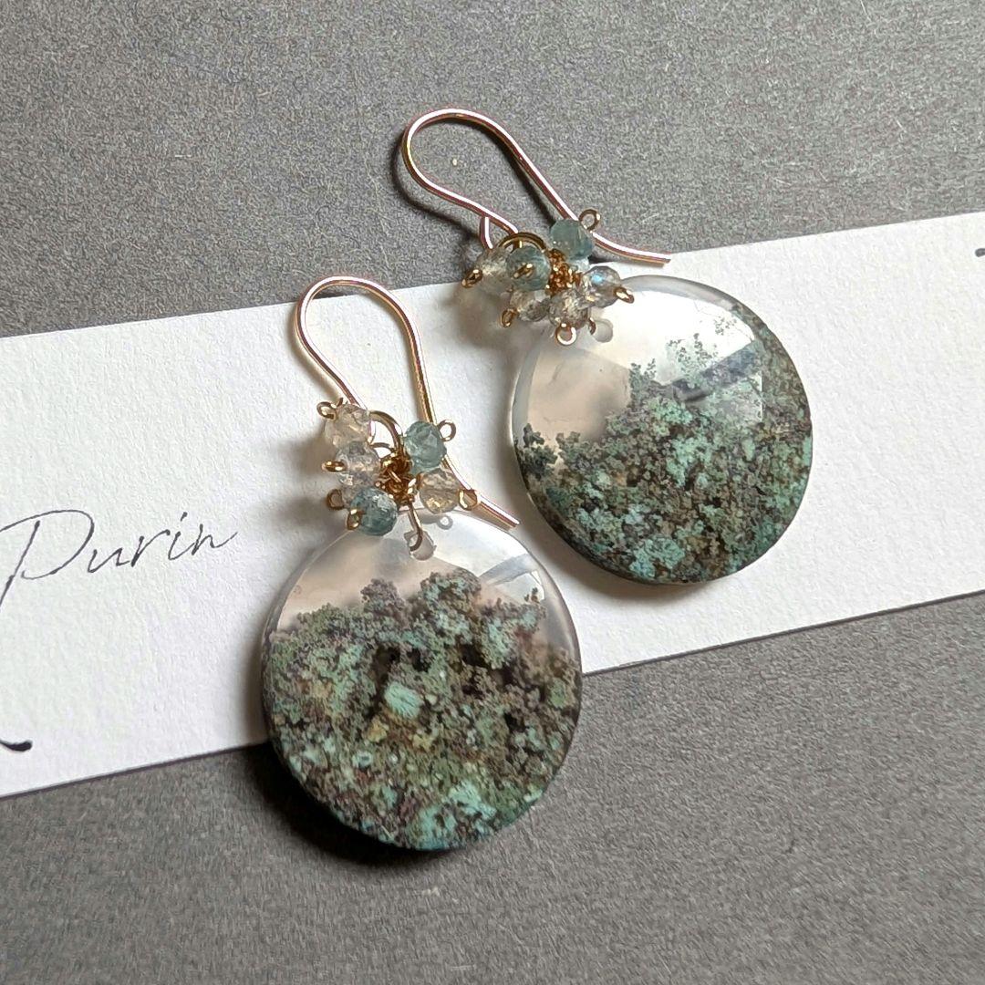 1点物✧︎レアカラーモスアゲート ピアス