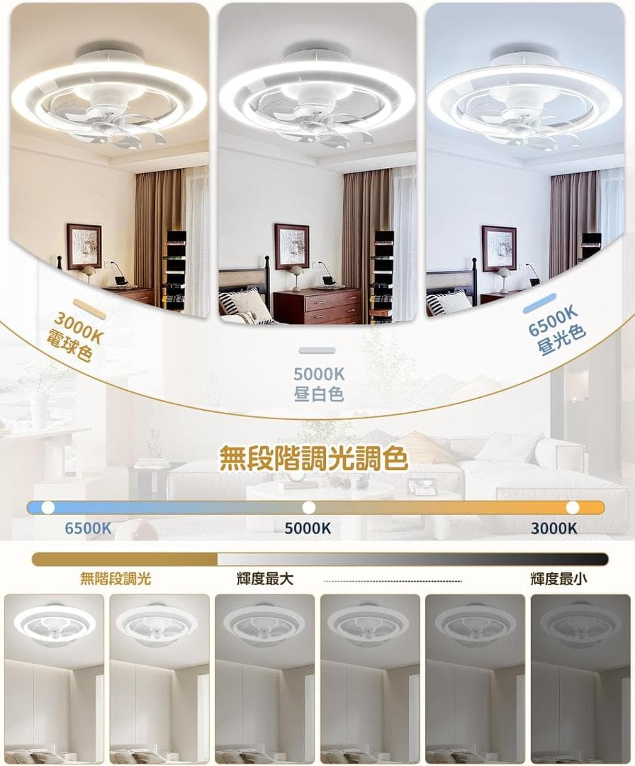 最終お値下げ中❣️薄型シーリングファンライトLED照明6〜8畳DCモーターリモコン