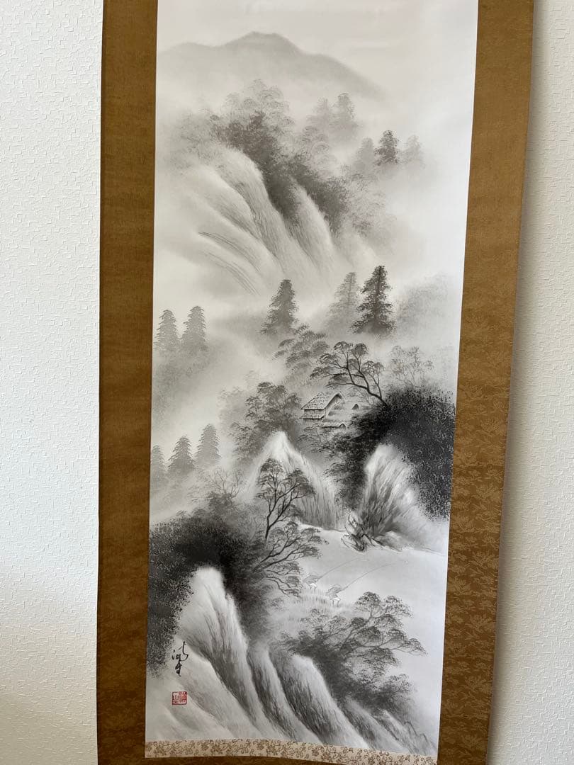 掛軸　水墨画　山水画　美術品　絵画　インテリア
