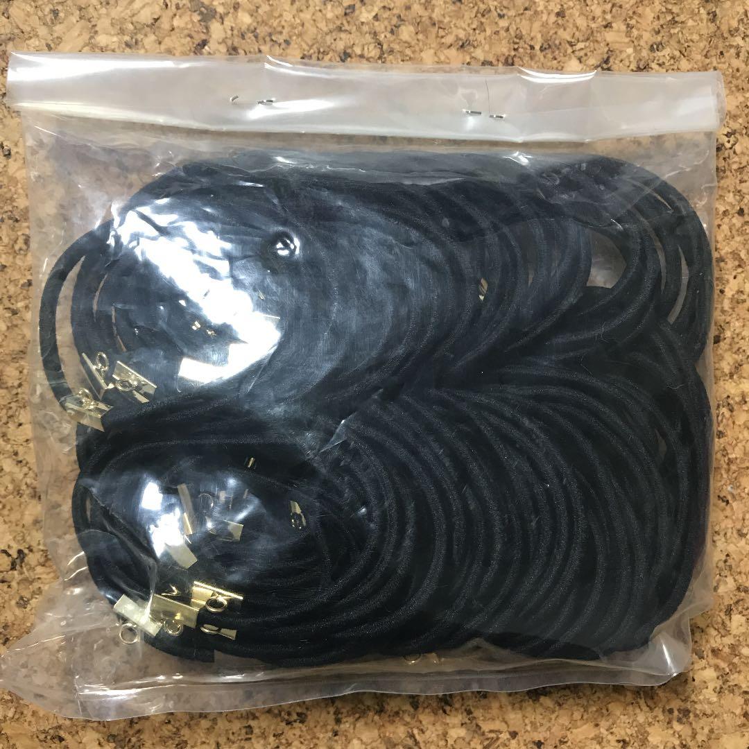 貴和製作所　ヘアー金具　ヘアゴム  カン付　黒ゴム　ゴールド　100本