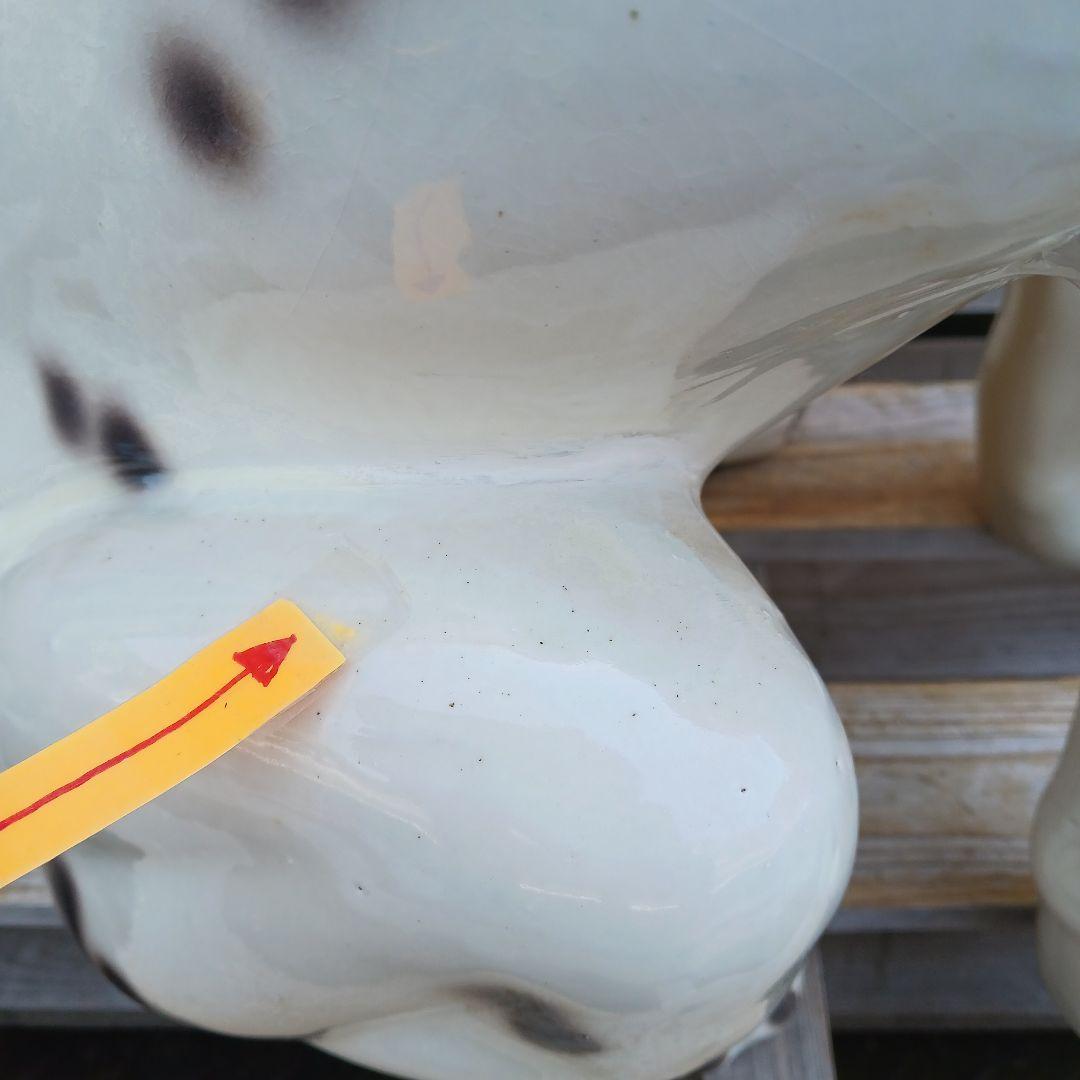 Joechan　陶器犬　ダルメシアン　難有　オブジェ　置物　ホワイト　白色