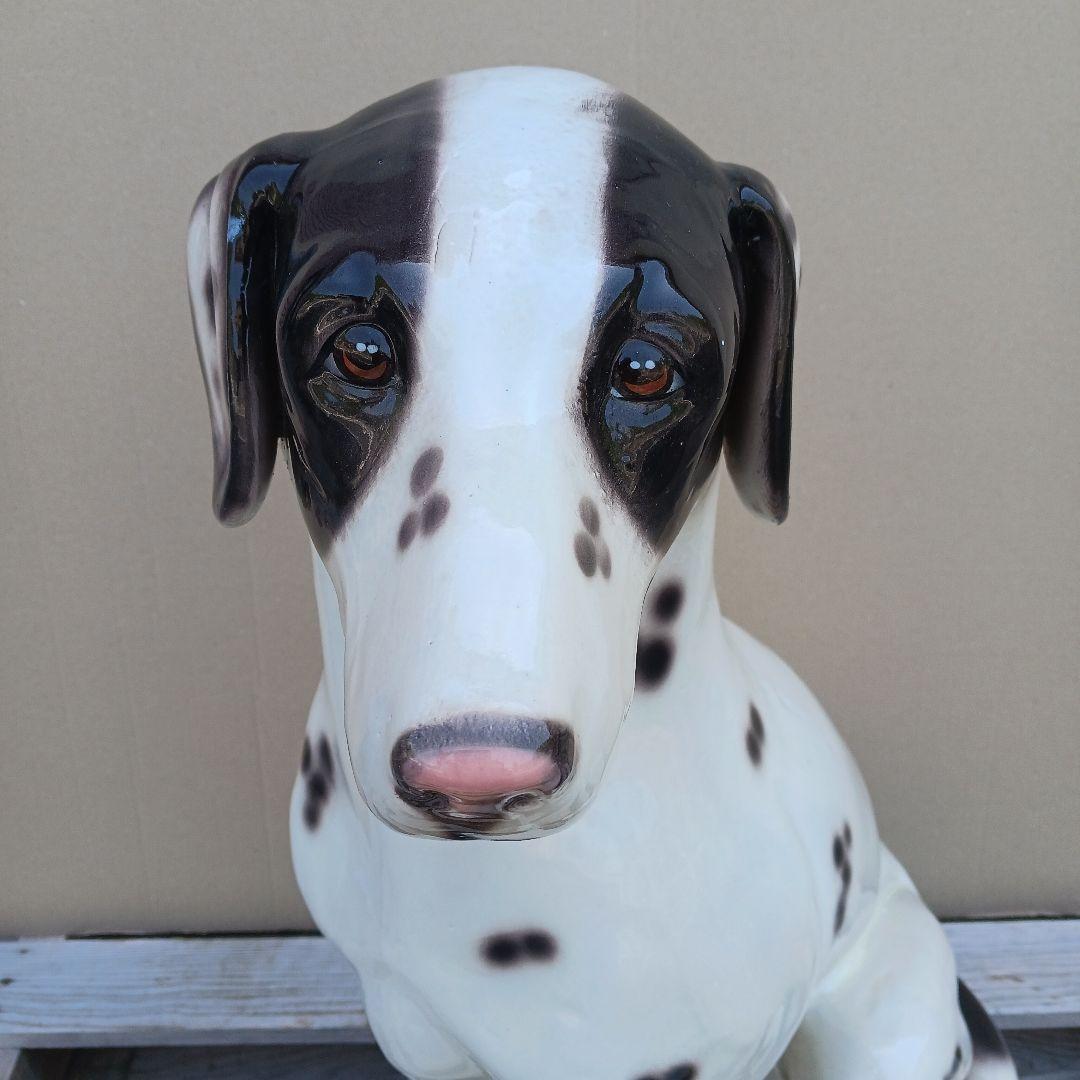Joechan　陶器犬　ダルメシアン　難有　オブジェ　置物　ホワイト　白色