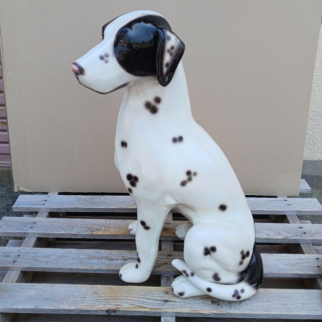 Joechan　陶器犬　ダルメシアン　難有　オブジェ　置物　ホワイト　白色