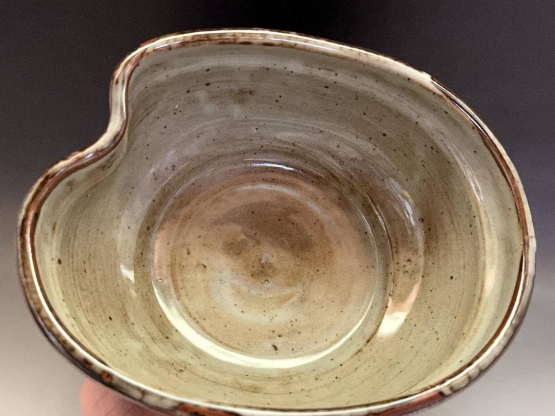 菓子器■二代竹泉作 絵唐津橋絵菓子鉢 歪み平鉢 大鉢 共箱 時代物 骨董品■