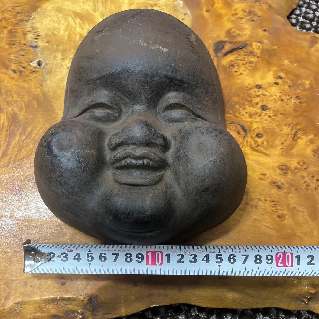 鉄製　お多福　お福様ふっくらした頬　お面　古美術　骨董品　重厚感あります