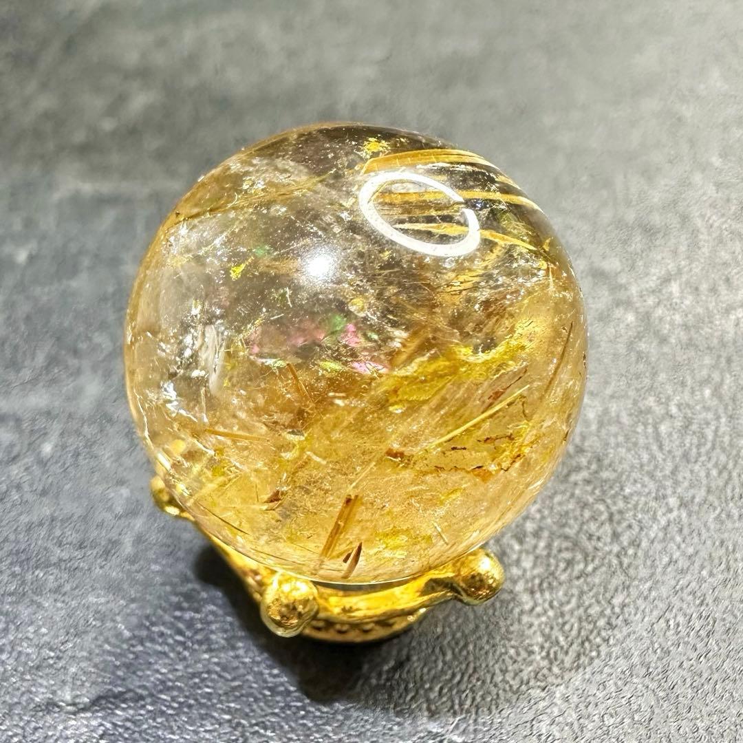 【財運・金運・事業運up❗️】レインボー☆タイチンルチル 丸玉 スフィアA1038