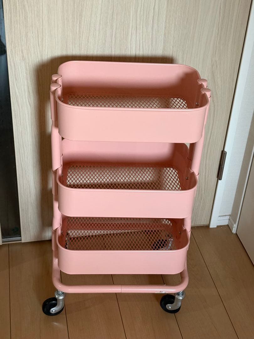 廃盤品 IKEA ピンク ワゴン キャスター付 ロースフルト RASHULT