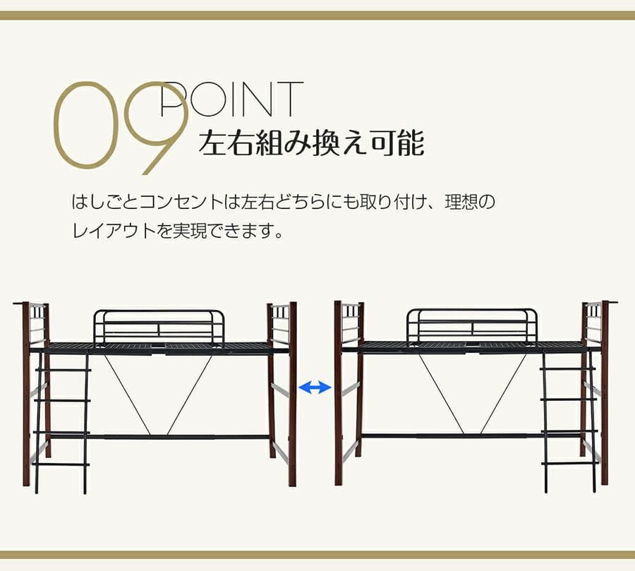 超人気！ロフトベッド【高さ130cm】収納 北欧風 大人 送料無料 WHITE