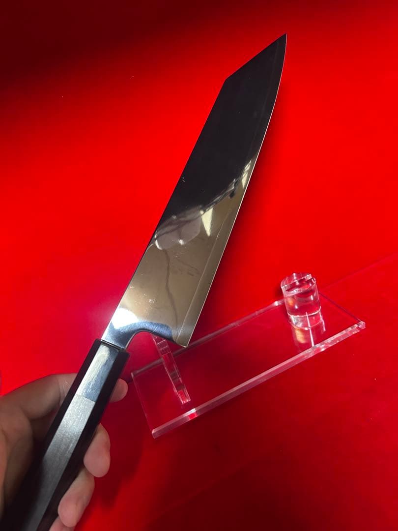 包丁　切付　8寸　両刃　三枚打　鏡面仕上げ　箱付　未使用品