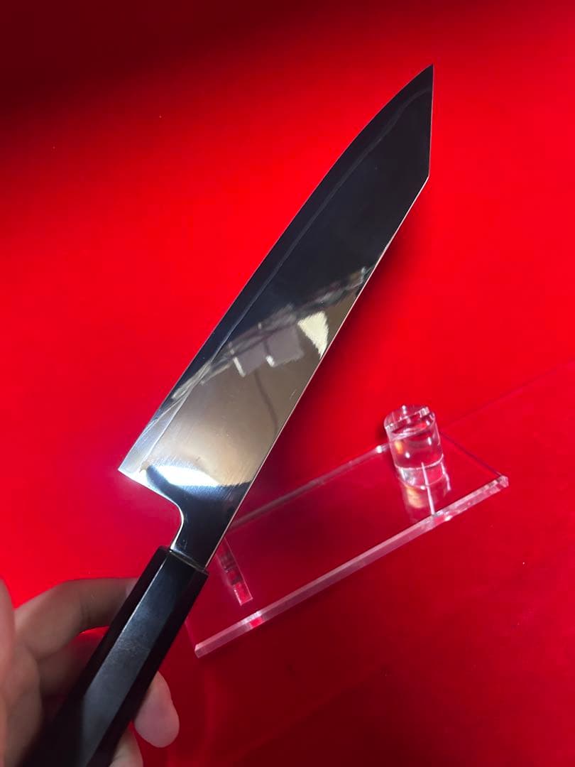 包丁　切付　8寸　両刃　三枚打　鏡面仕上げ　箱付　未使用品