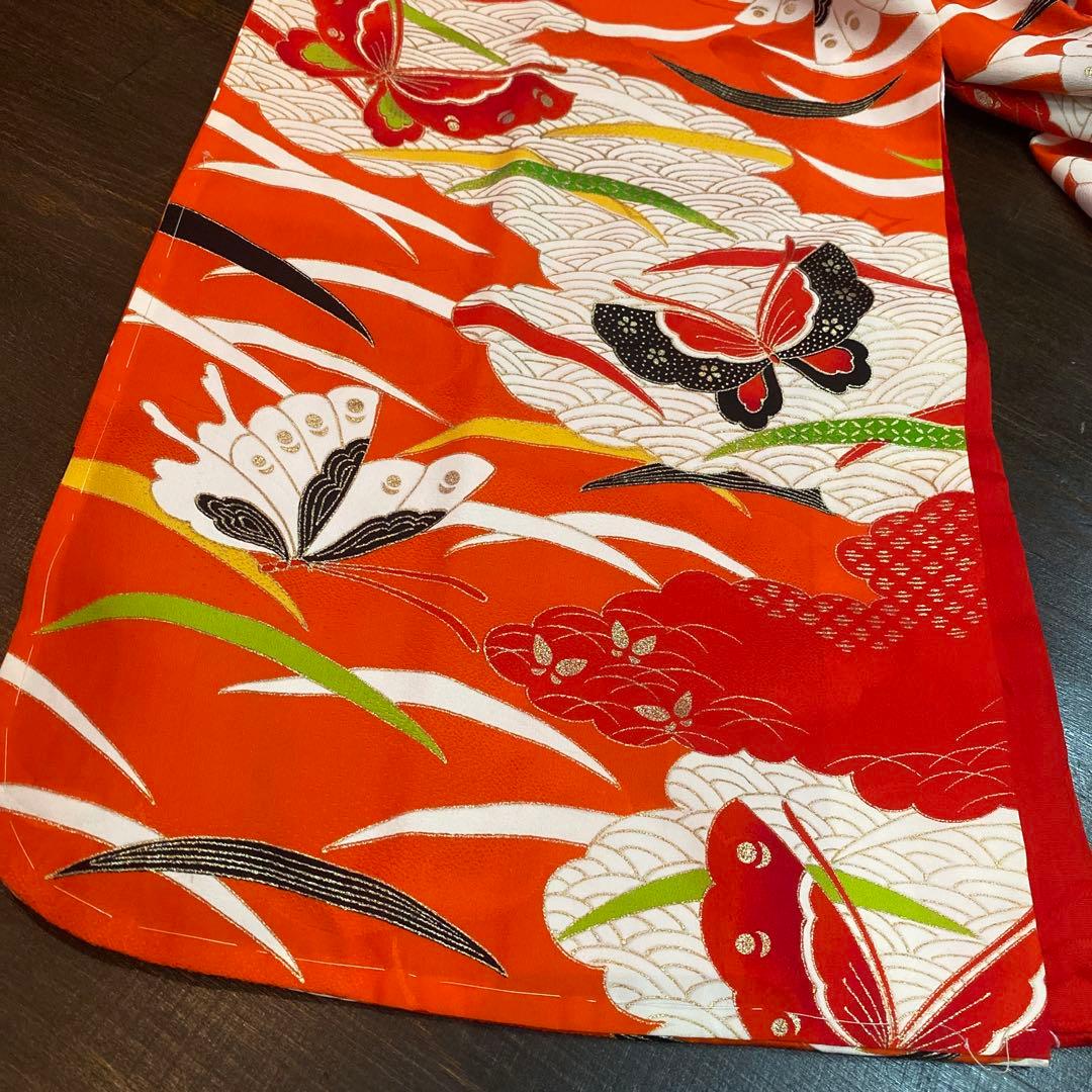 アンティーク 大正ロマン 七五三 七歳 着物 作り帯 小物一式 フルセット 蝶々