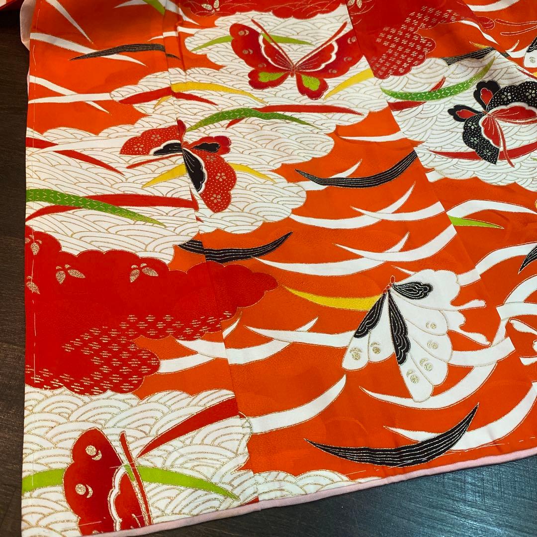 アンティーク 大正ロマン 七五三 七歳 着物 作り帯 小物一式 フルセット 蝶々