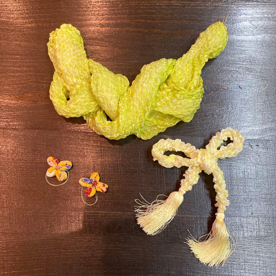 アンティーク 大正ロマン 七五三 七歳 着物 作り帯 小物一式 フルセット 蝶々