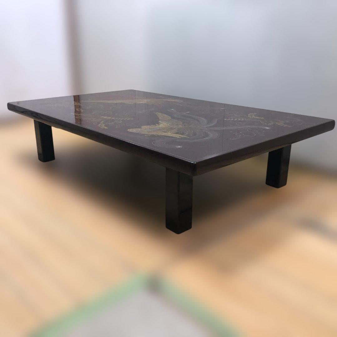 蒔絵 鳳凰図 座卓 漆塗り 黒塗り 伝統工芸風 ローテーブル112972-2