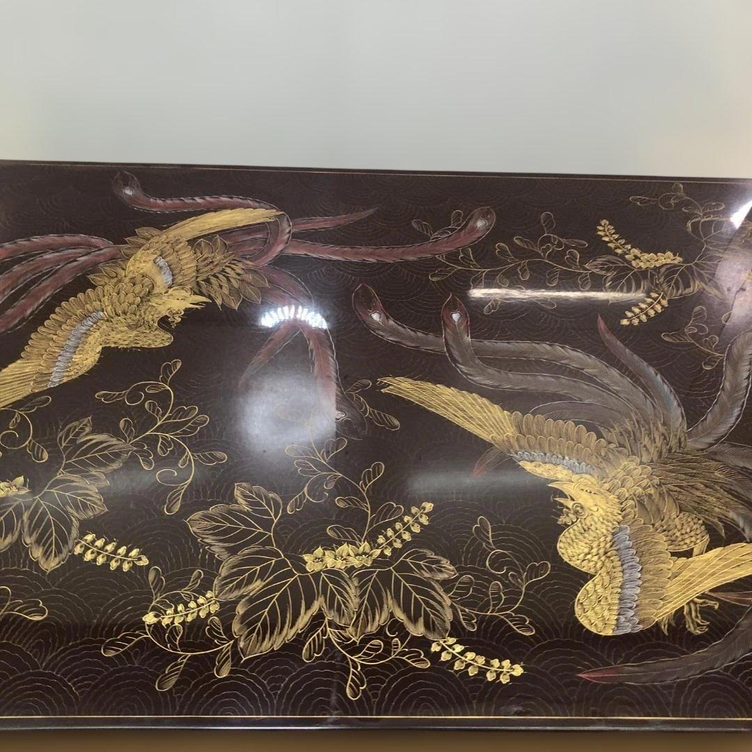 蒔絵 鳳凰図 座卓 漆塗り 黒塗り 伝統工芸風 ローテーブル112972-2
