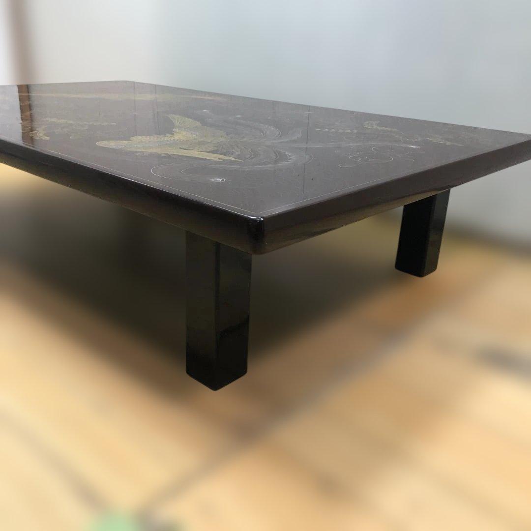 蒔絵 鳳凰図 座卓 漆塗り 黒塗り 伝統工芸風 ローテーブル112972-2