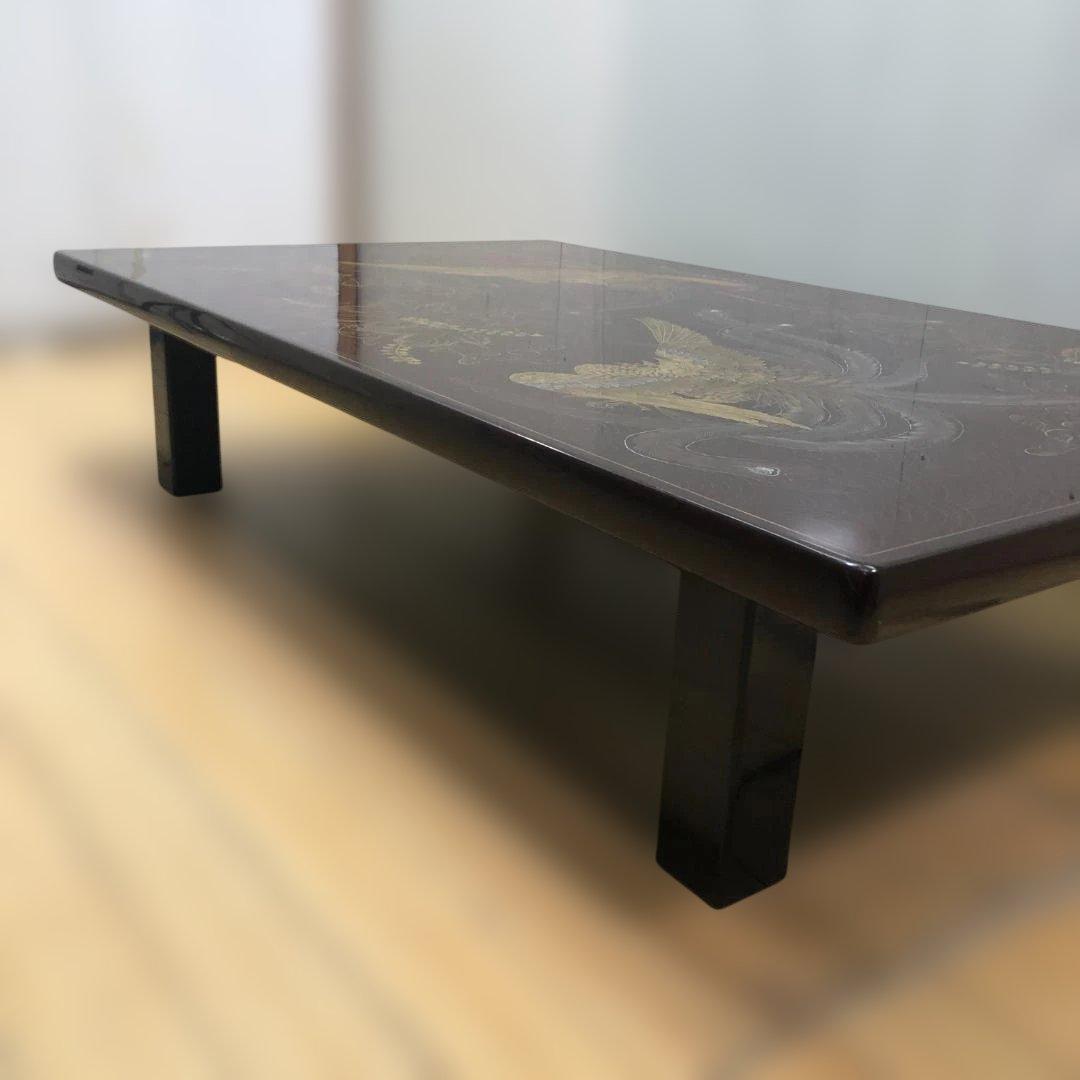 蒔絵 鳳凰図 座卓 漆塗り 黒塗り 伝統工芸風 ローテーブル112972-2