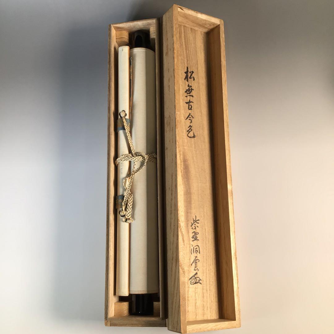 Ｋ２２８　掛軸　大徳寺　森洞雲　『松無古今色』　共箱　『真作』　肉筆　一行書