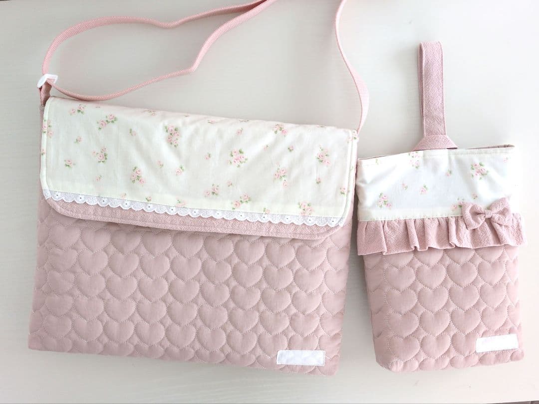 ハンドメイド　入園入学セット　レッスンバック　図書袋ショルダー　上靴袋お着替え袋