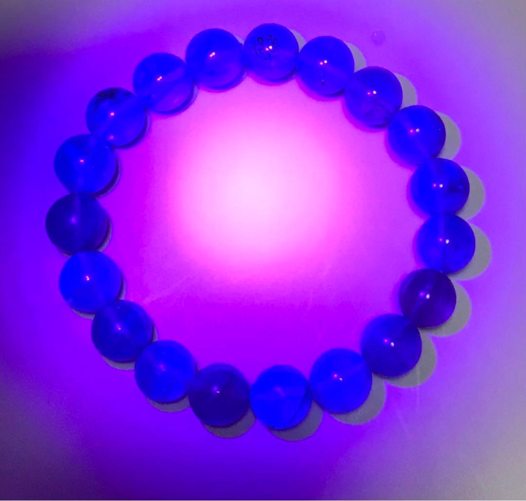 天然石　パイライト　イン　フローライト　ブレスレット　パープル　グリーン