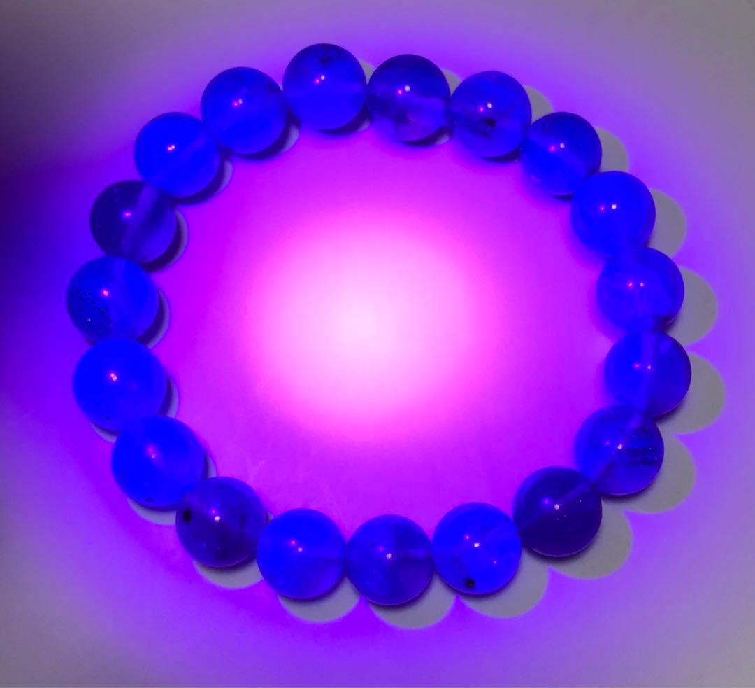 天然石　パイライト　イン　フローライト　ブレスレット　パープル　グリーン