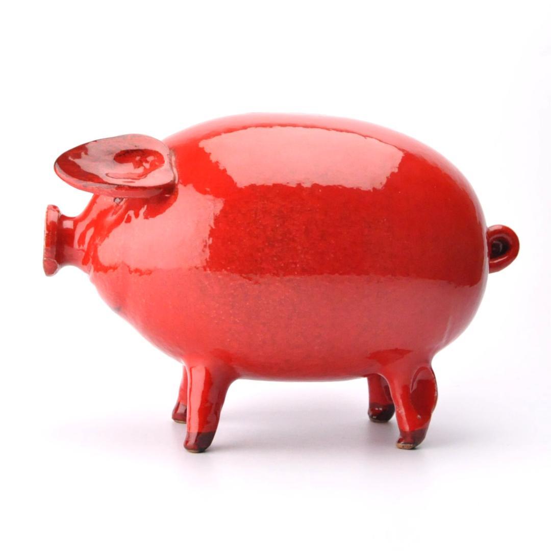 赤いブタの貯金箱　特大
