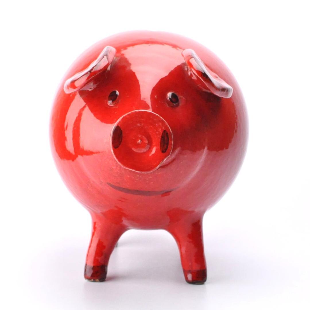 赤いブタの貯金箱　特大