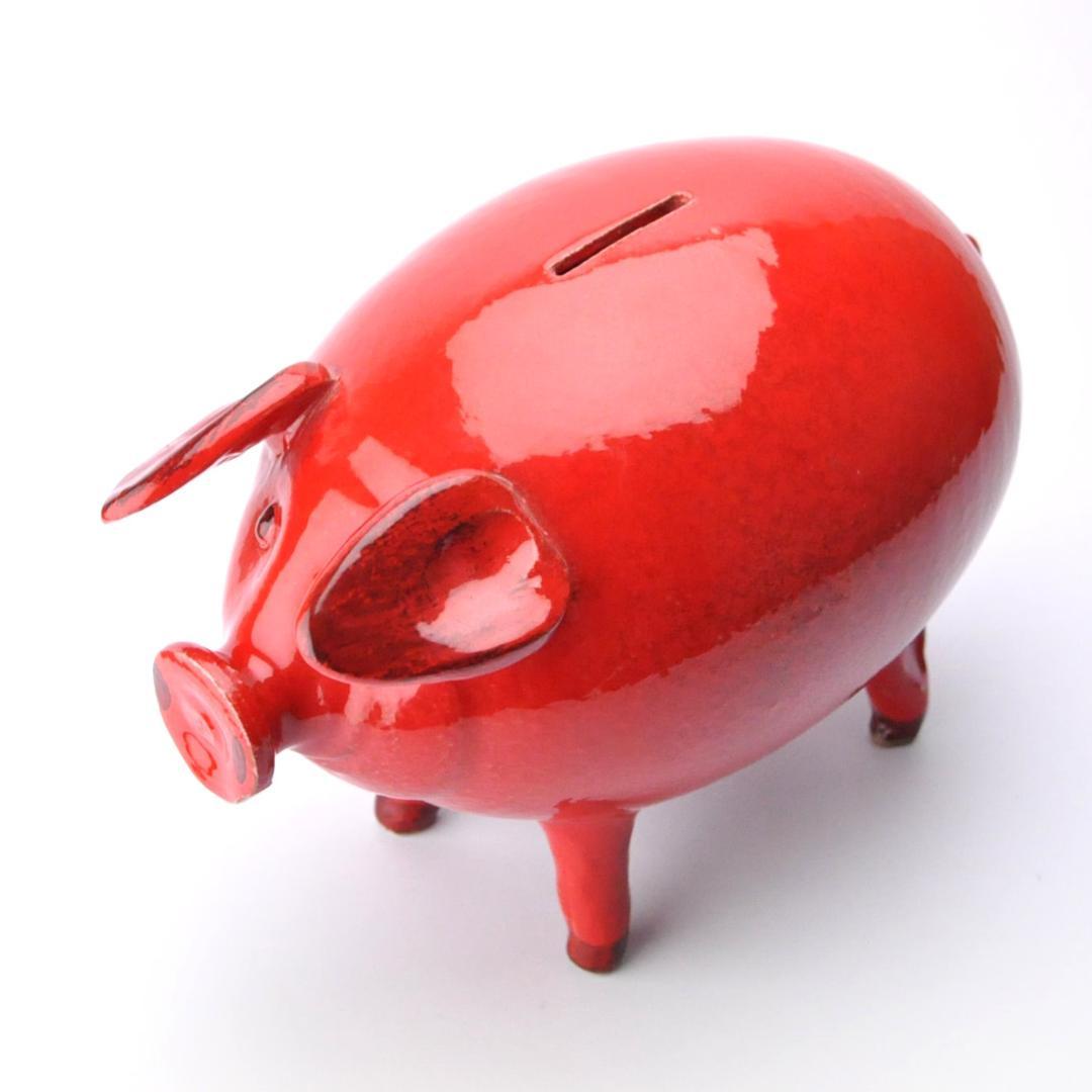 赤いブタの貯金箱　特大