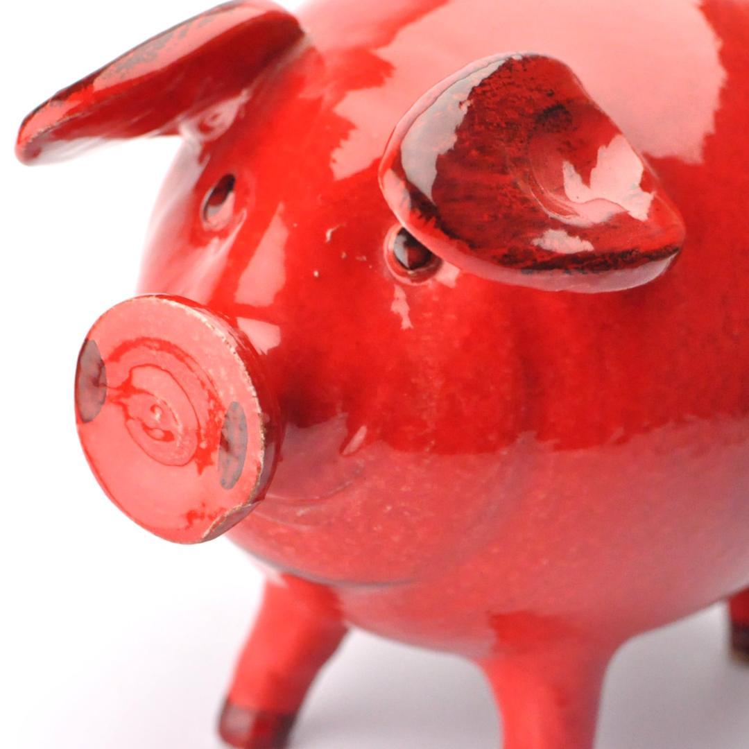 赤いブタの貯金箱　特大