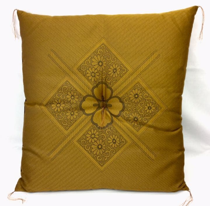 【新品】座布団 ふくれ 59x63cm 八端判 金茶 5枚組日本製