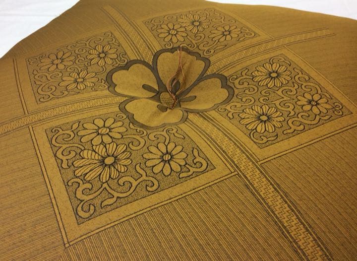 【新品】座布団 ふくれ 59x63cm 八端判 金茶 5枚組日本製