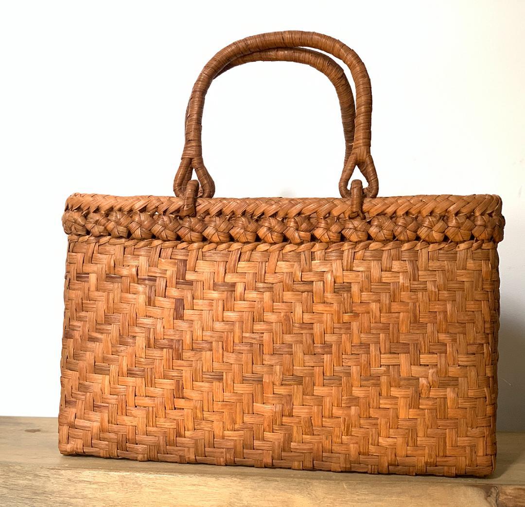 【期间限定】山葡萄 かごバッグ 六角花結び編み 網代編み 変則二重編み 内布付き