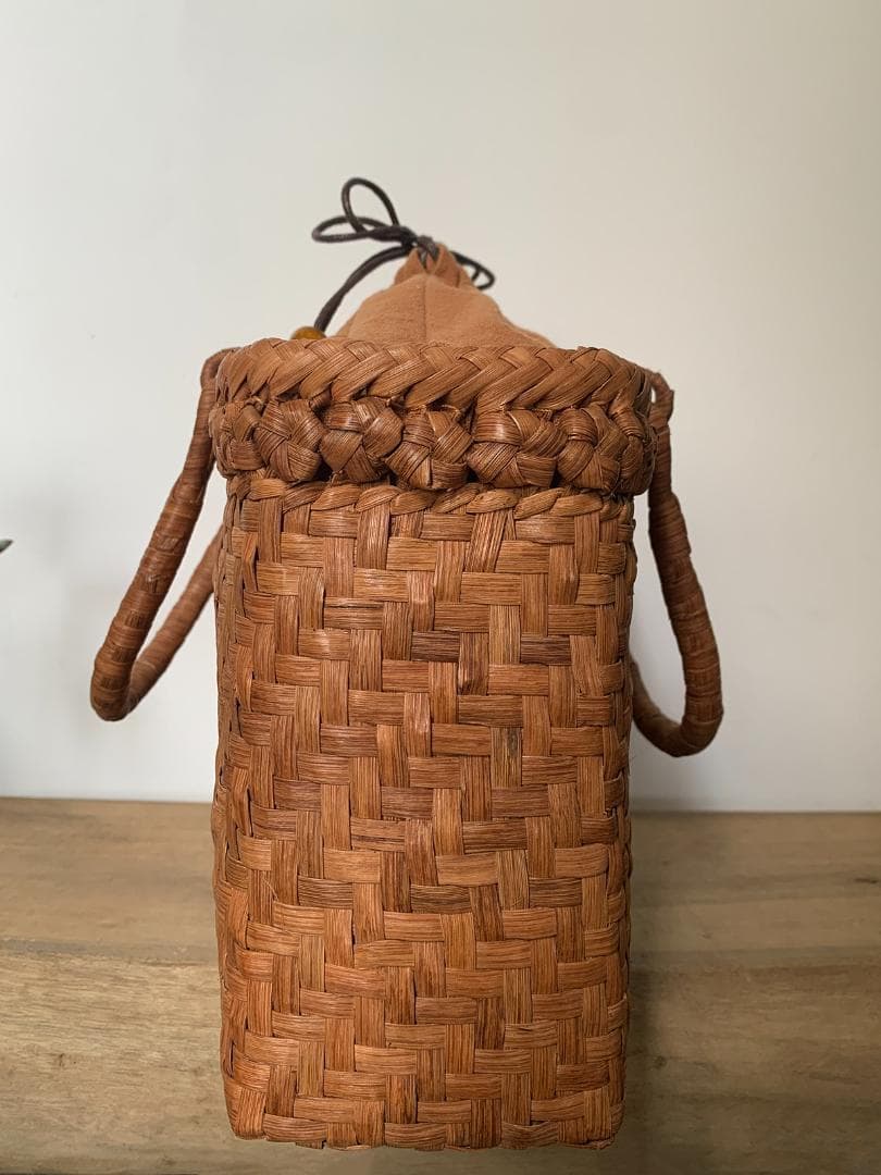 【期间限定】山葡萄 かごバッグ 六角花結び編み 網代編み 変則二重編み 内布付き
