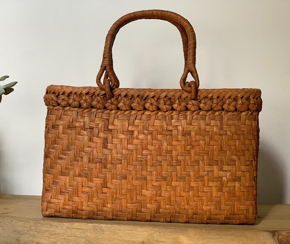 【期间限定】山葡萄 かごバッグ 六角花結び編み 網代編み 変則二重編み 内布付き